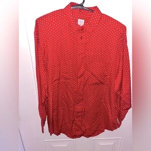 Red J.G. HOOK Valentine’s vintage 80’s loose fitting blouse shoulder pads 16 NWT